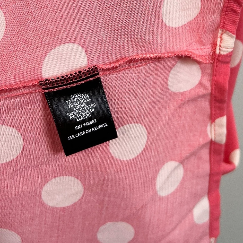 NWT Torrid Midi Challis Sweetheart Midi Dress— Pink & White Polka Dot Print - Picture 7 of 7